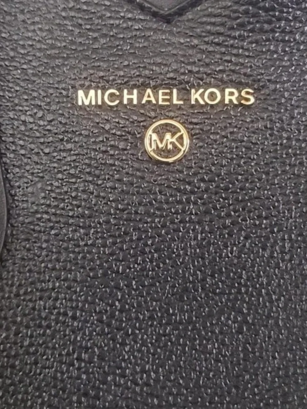 Michael Kors Black Pebbled Leather Structured Tote with Gold Logo